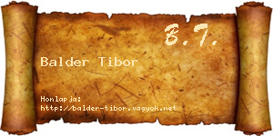 Balder Tibor névjegykártya